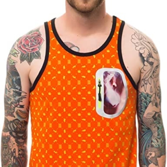 2/$30 Sex Money Weed Men's Orange 420 Friendly Tank Top Size Small - Picture 1 of 10